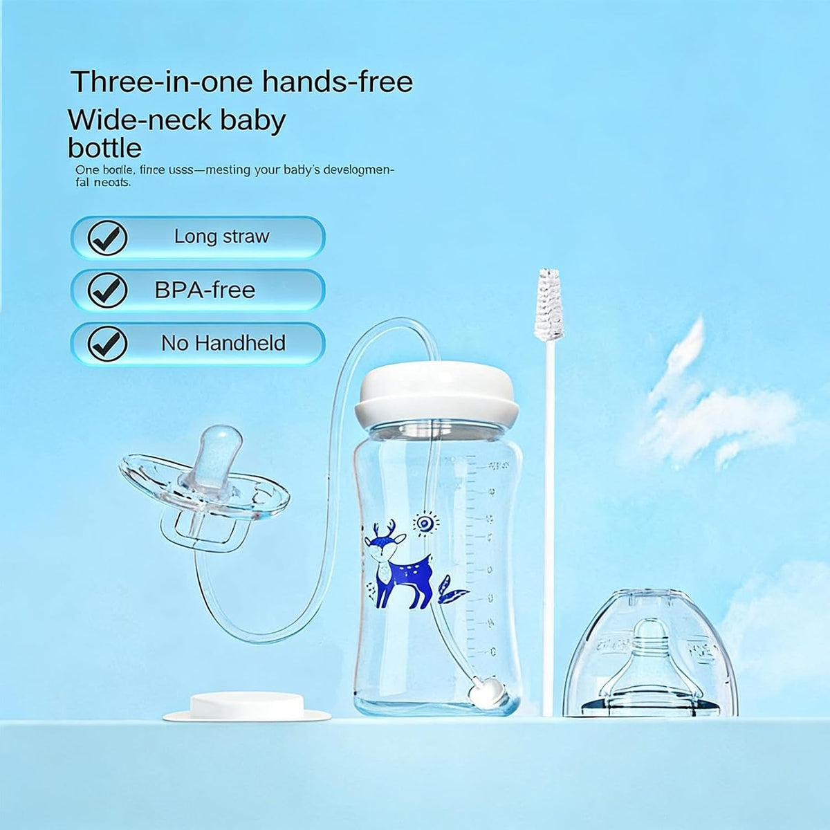 Hands-free baby feeding bottle